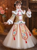 Ханьфу, зимняя юбка, детский утепленный пуховик, демисезонное платье, наряд маленькой принцессы