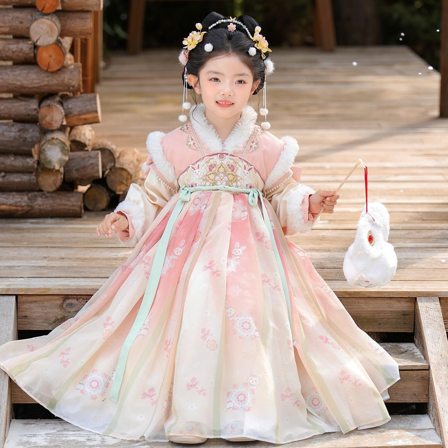 女童汉服秋冬季2026新款加厚拜年服儿童国风唐装新年过年衣服冬装