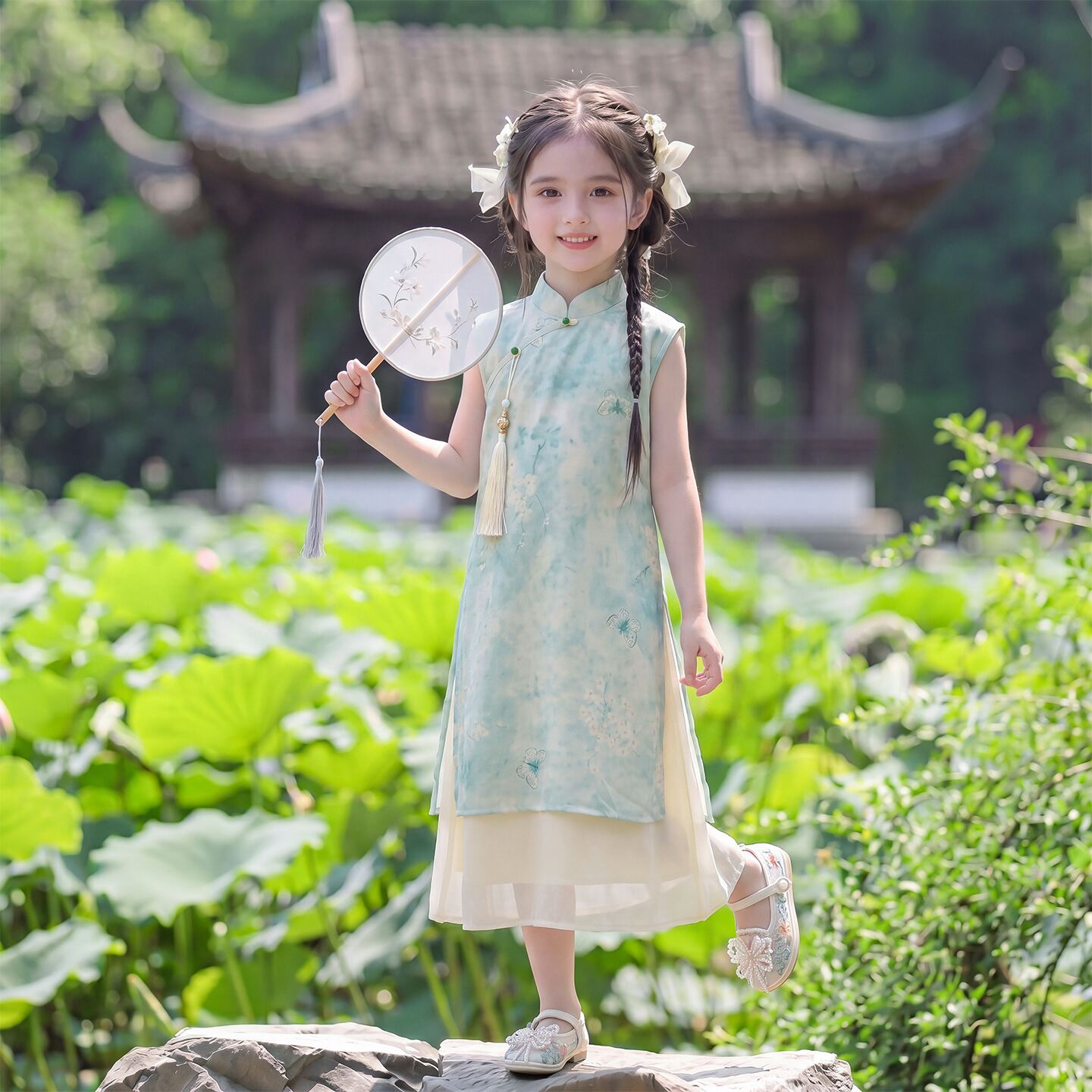 女童旗袍连衣裙2026新款小女孩新中式改良古风超仙汉服公主裙夏季