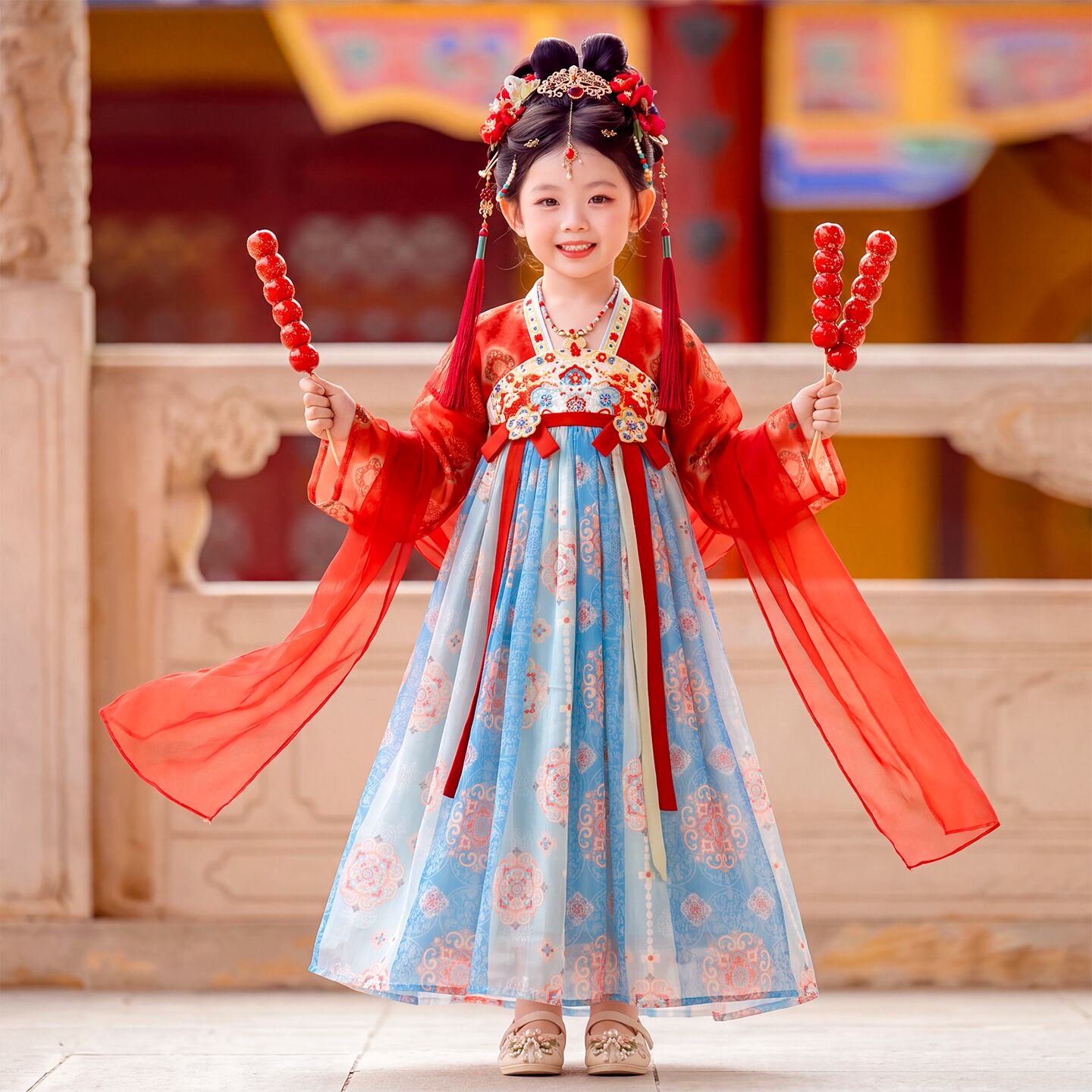 汉服女童古风秋季儿童2026新款国风中秋节服装女孩秋款古装连衣裙
