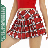 格子羽毛球高尔夫网球裙户外运动裙舞蹈健身瑜伽百褶裙短款 防晒