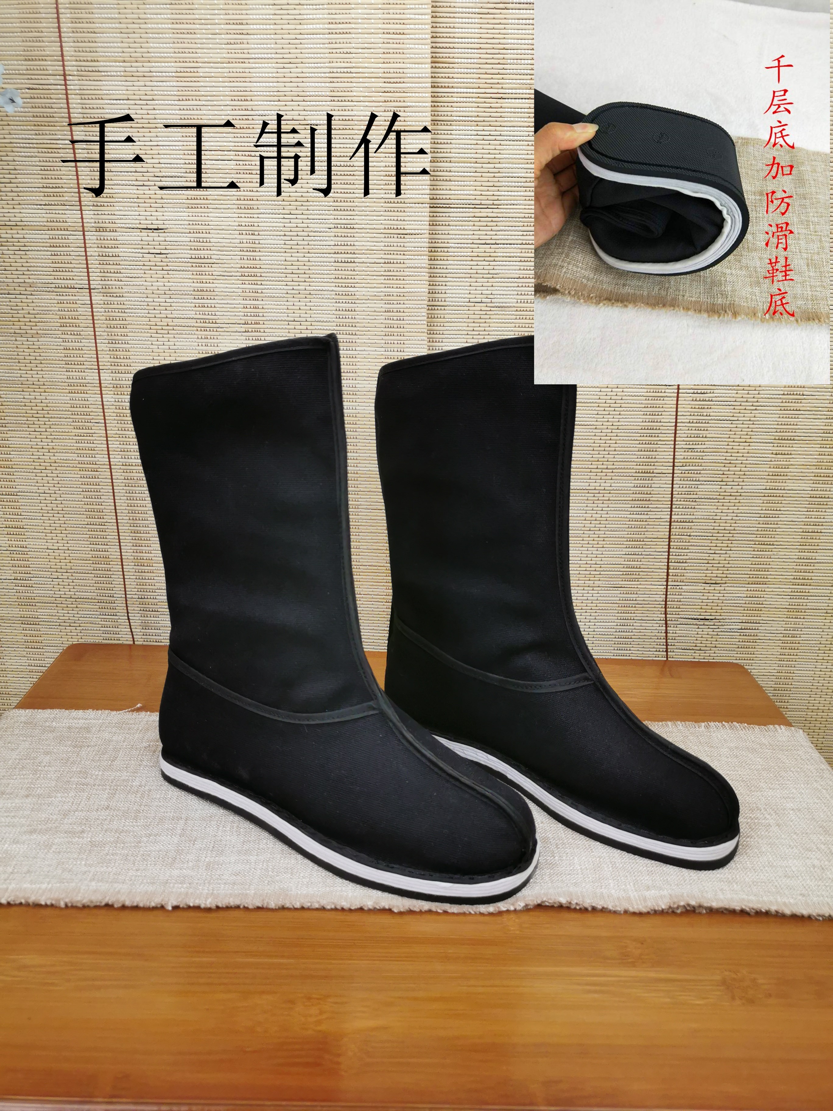 新款古装靴子内增高官兵盔甲翘头cos汉服弓鞋男女中式摄影皂鞋