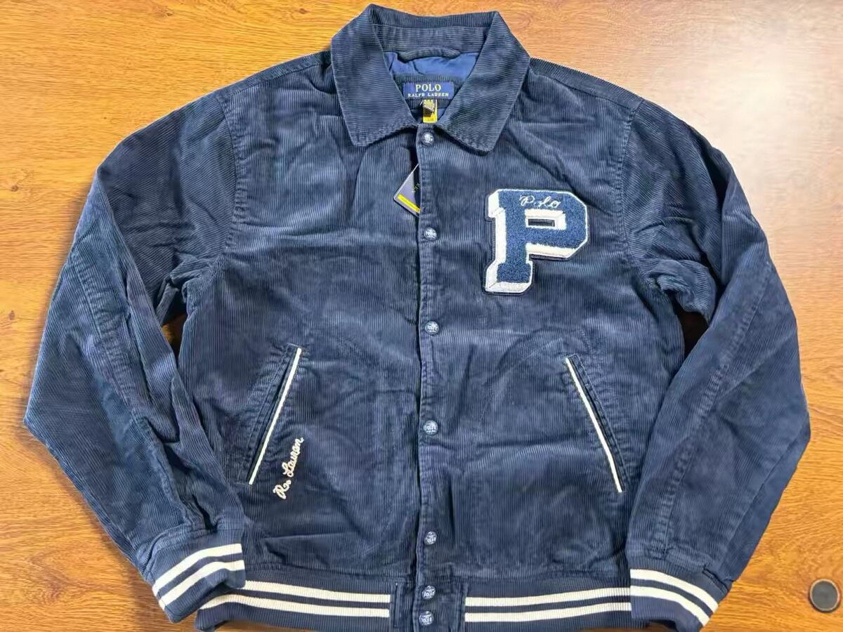 RL灯芯绒拼接棉服男士棒球服夹克时尚百搭休闲上衣春秋潮款
