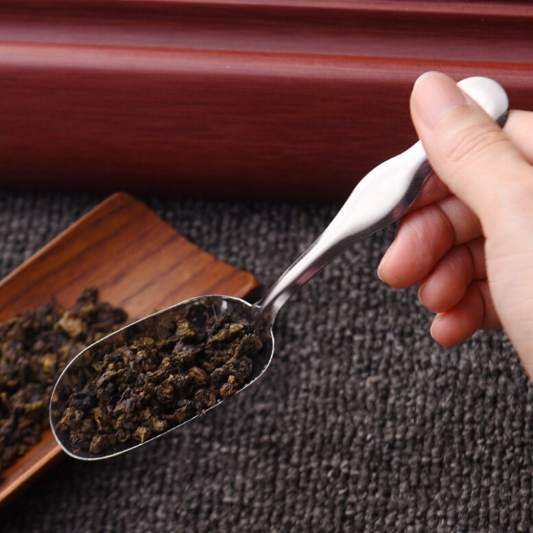 潮汕炒茶不锈钢茶叶勺量取茶匙量勺茶勺家用茶道茶料计量勺茶具配