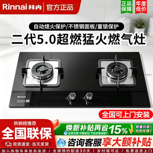 林内Rinnai燃气灶家用双灶天然气炉灶台式灶具2E08M