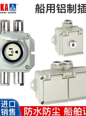 原装德国进口WISKA维斯卡海事船舶用铸铝制插座盒SCHUKO带锁