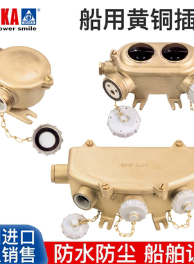 德国进口WISKA维斯卡海事船舶用黄铜插座盒SCHUKO带锁防爆