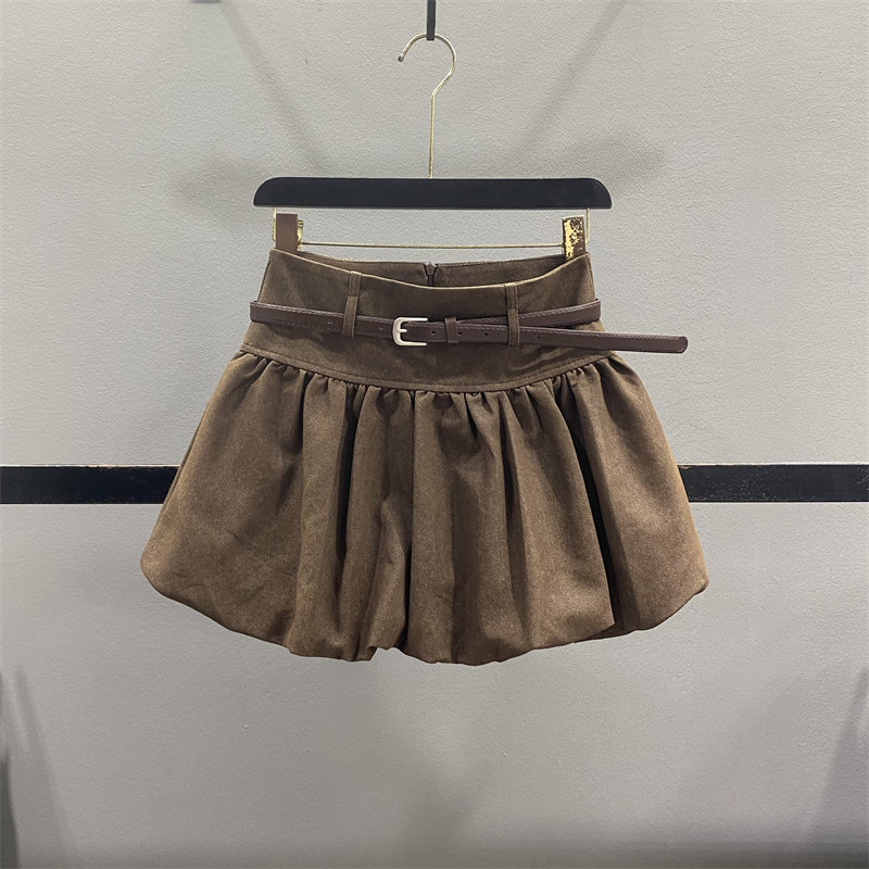 复古牛仔花苞半身裙女蓬蓬短裙