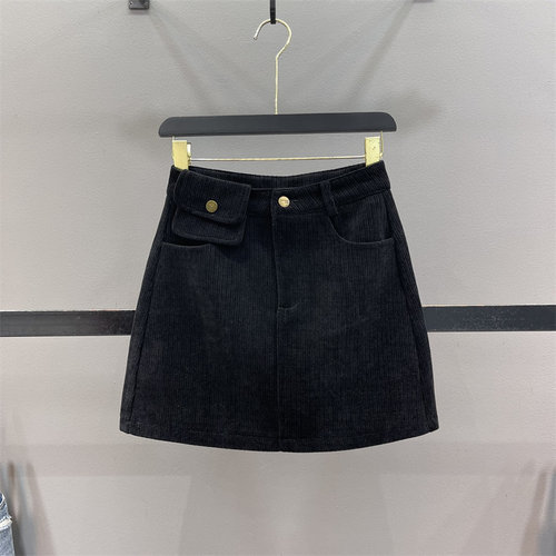 灯芯绒半身裙女A字包臀短裙