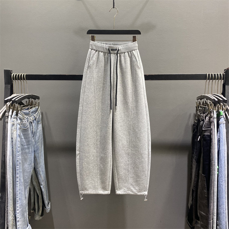 灰色弯刀裤女2026春季新款高腰抽绳宽松休闲运动卫裤香蕉阔腿长裤,女装/女士精品,休闲裤,淘宝优惠券,粉丝福利购,淘宝优惠卷