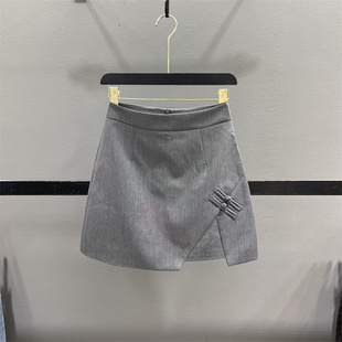 短裙 盘扣半身裙女不规则高腰显瘦A字包臀西装 清仓不退换