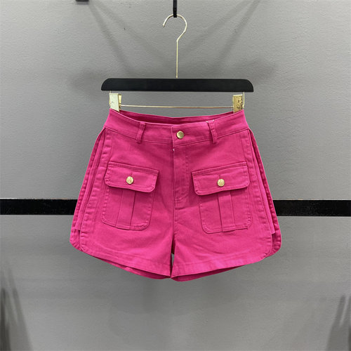 彩色工装牛仔短裤女休闲阔腿裤