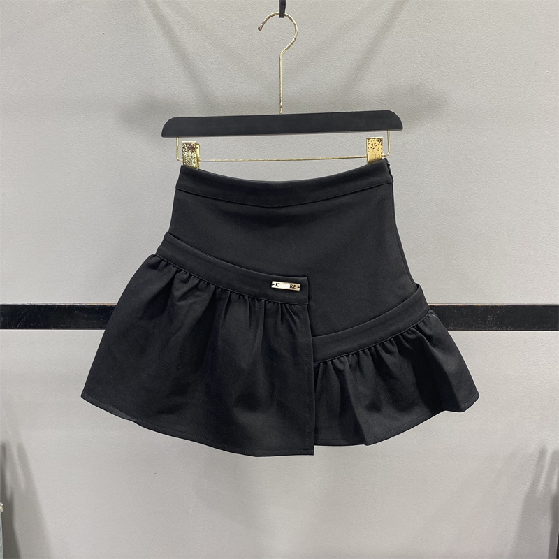 不规则拼接收腰半身裙女蓬蓬短裙