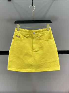 2025夏季新款减龄黄色牛仔半身裙女高腰显瘦a字包臀防走光短裙