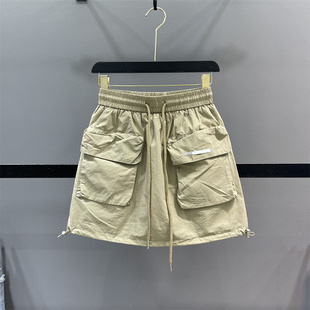 半身裙女夏季 大口袋工装 抽绳休闲显瘦A字短裙潮 清仓不退换