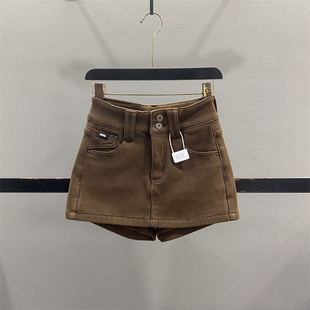 复古加绒加厚牛仔半身裙女2025秋冬假两件显瘦辣妹A字包臀短裙裤