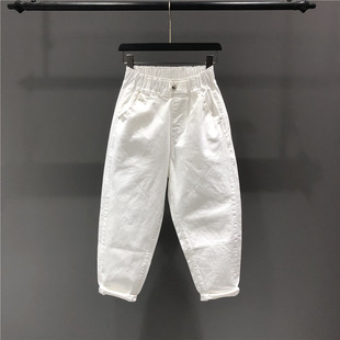 垮裤 女宽松八九分哈伦裤 潮 小个子松紧高腰休闲牛仔老爹裤 2025秋季