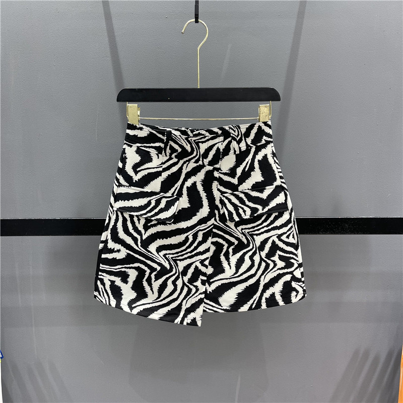 不规则斑马纹半身裙短裙包臀裙