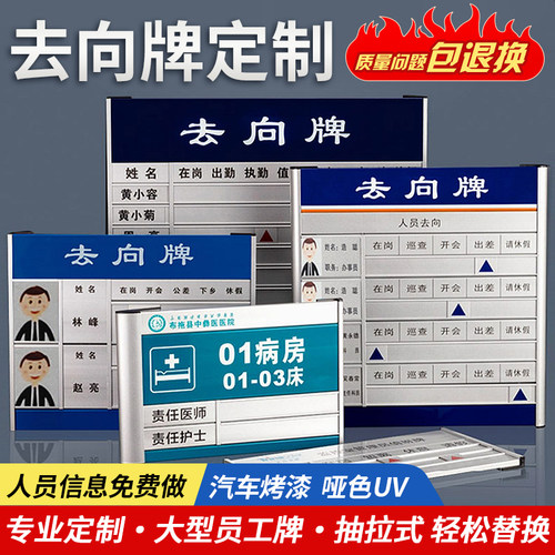 人员去向牌铝合金定制办公室门牌可更换工作人员工去向告知指示牌