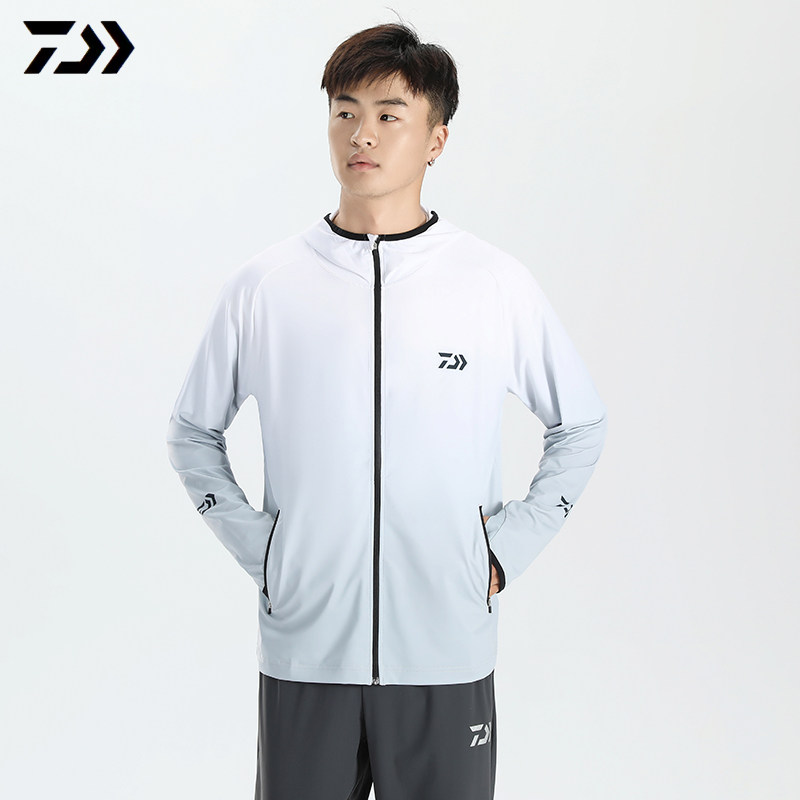 DAIWA达亿瓦男士钓鱼防晒服 冰丝防蚊服透气 户外速干连帽钓鱼衣