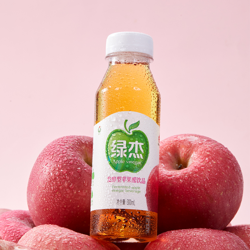 绿杰鲜汁发酵型苹果醋饮料300ml*6瓶70%果汁添加0代糖0脂肪0香精