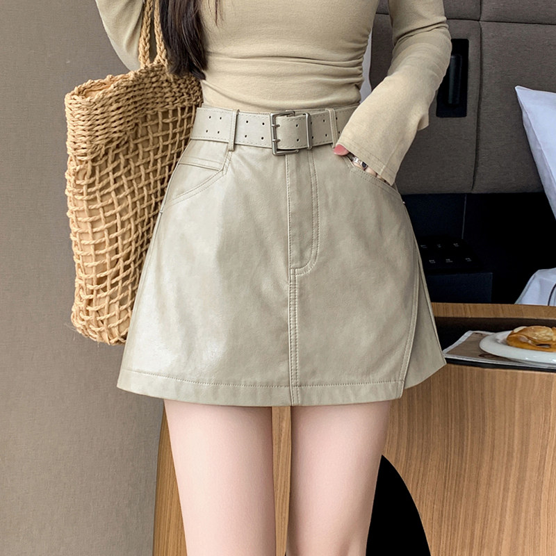 不规则PU皮裙半身裙2025秋冬休闲皮裤裙百搭显瘦高腰a字短裙女潮