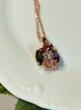 彩金耳坠水钻彩金锁骨链