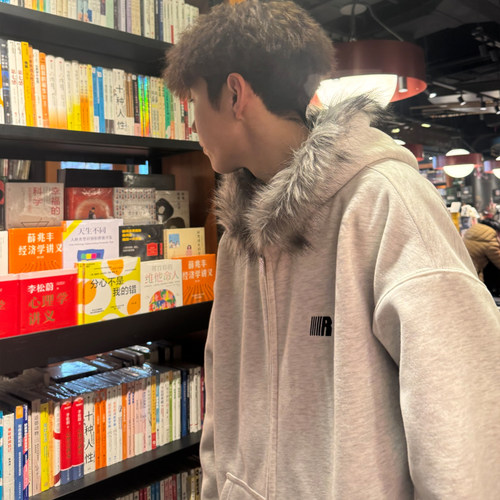 毛领连帽开衫卫衣男款秋冬新款