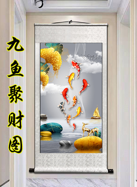 客厅挂画装饰画简约唯美玄关沙发电视两边背景墙挂画手工裱画卷轴