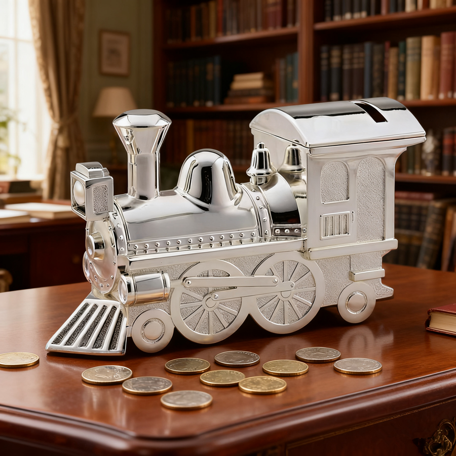 欧式蒸汽火车模型储蓄罐金属存钱罐创意儿童存钱罐火车摆件礼盒