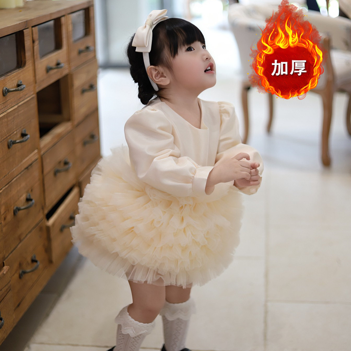 女童周岁生日抓周服小花童婚纱礼服女公主裙长袖礼服蓬蓬裙蛋糕裙,童装/婴儿装/亲子装,连衣裙,淘宝优惠券,粉丝福利购,淘宝优惠卷