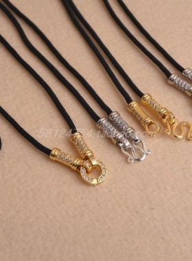 吊坠挂绳微镶钻925银镀真金佛牌