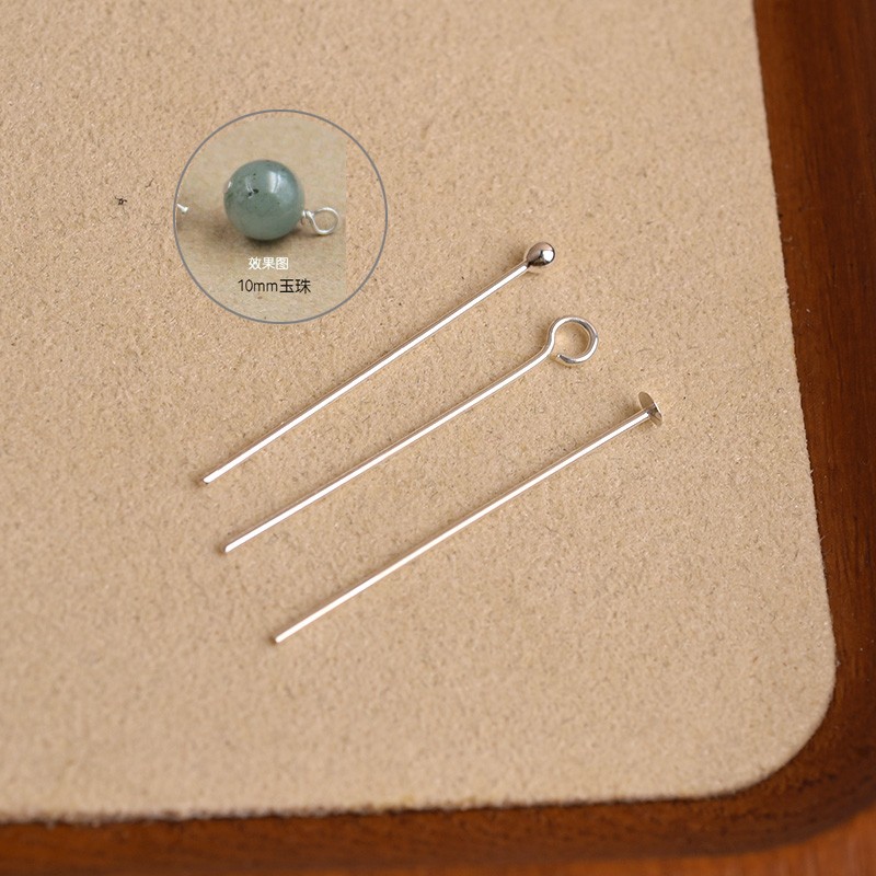 S925纯银耳环手工diy材料串珠球形针t字针平头T针9字针银饰品配件