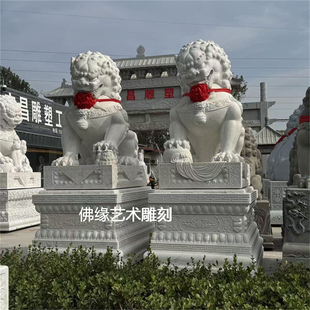 汉白玉石雕天安门狮子一对高2.8米 公司工厂寺庙祠堂看门狮子摆件