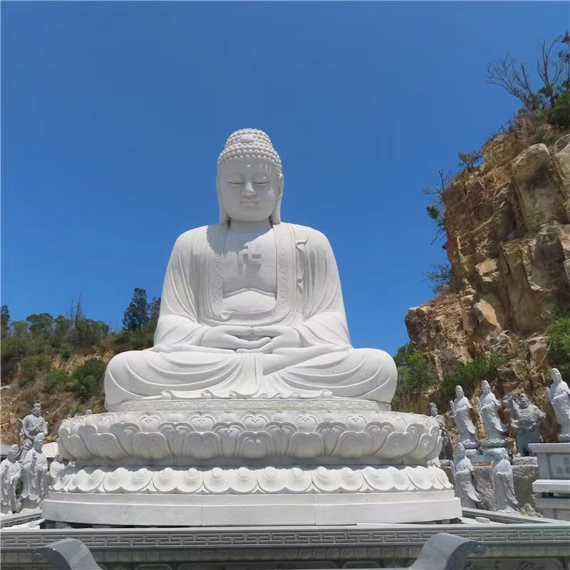 石雕药师佛  芝麻白释迦摩尼  石佛像汉白玉石雕坐佛厂家直供定制