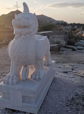动物石雕獬豸独角兽天然石头雕刻动物法院司法局门口中式摆件定制