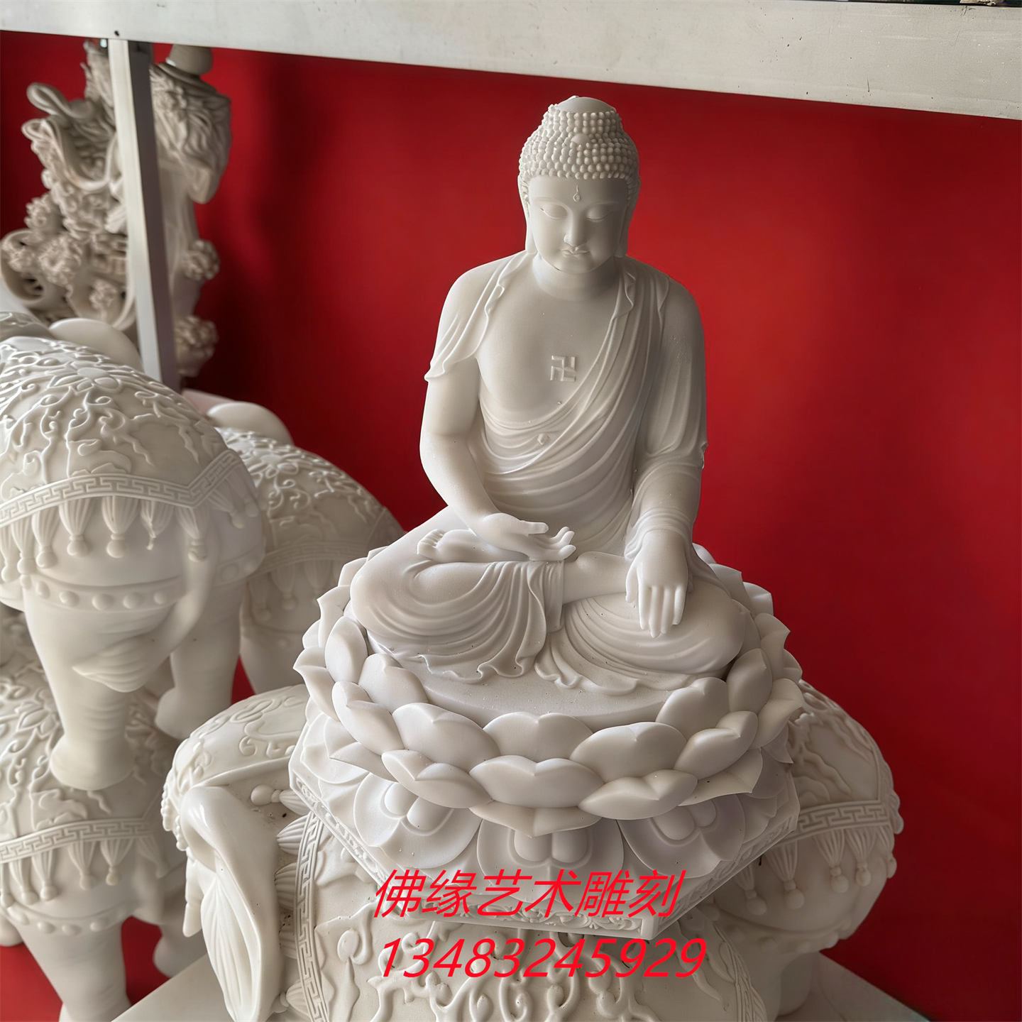 阿弥陀佛高30公分汉白玉石雕如来佛祖释迦摩尼像家居供奉佛像摆件