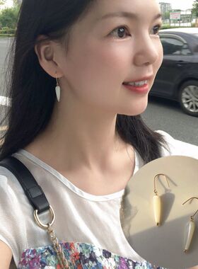 手工贝壳纯银包金耳钉天然珍珠