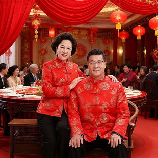 嫣语江南嫣语江南秋中老年上装冬天保暖棉袄男女长袖生日过寿唐装