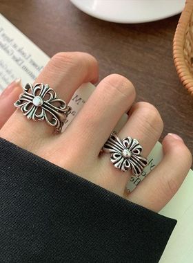小众不纯银戒925夸张指 设计感掉色个性嘻哈岚芷戒指朋克开口饰品
