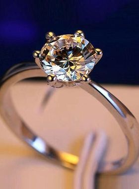 小众六爪莫桑石经典钻戒厂家戒指仿真饰品戒指欧美女开口奢华