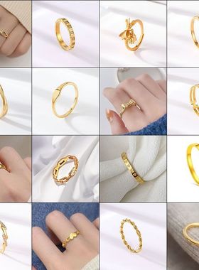 爆款款简约蝴蝶结心动钛轻奢戒指周家女高级感圆形同款爱心钢