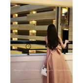 MummyCat下蛋喵 礼服连衣裙 高级方领蝴蝶结长款 蜜桃公主 新品