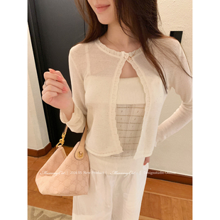 亚麻莱赛尔亮片花边针织开衫 26新品 松弛漫旅 MummyCat下蛋喵