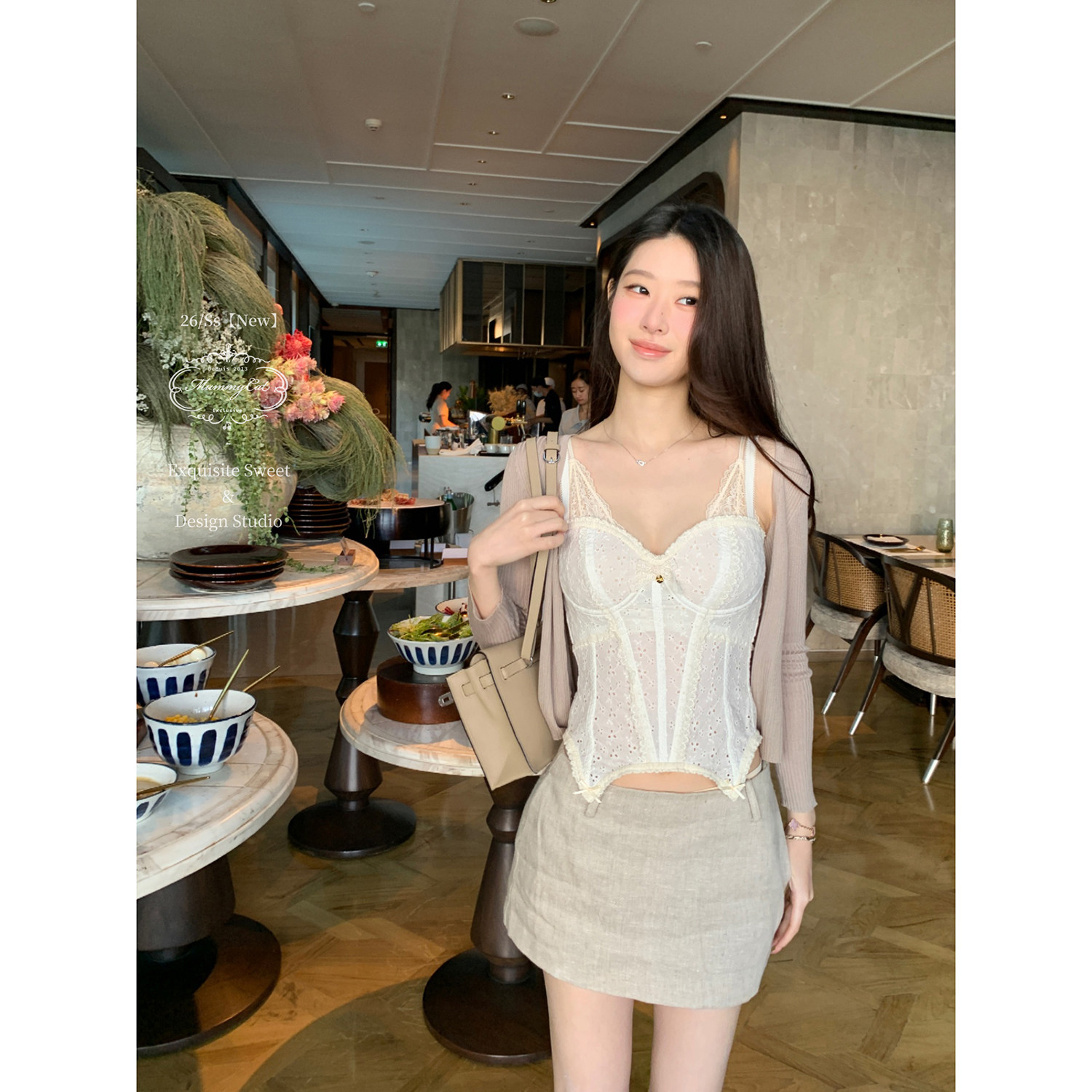 MummyCat下蛋喵【美好遇见】26新品重工镂空棉布刺绣鱼骨吊带胸衣