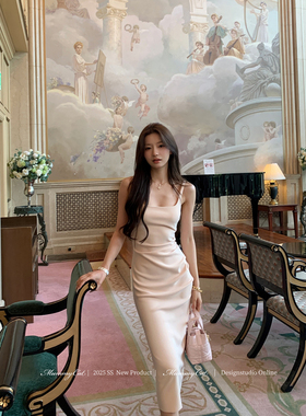 Mummy Cat 下蛋喵【摩纳哥小姐】新品褶皱包臀弹力吊带连衣裙