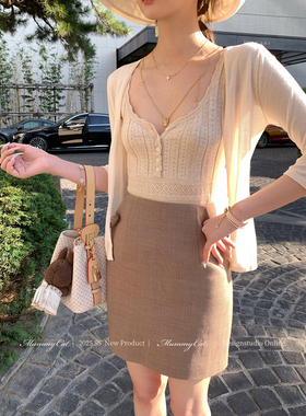 Mummy Cat 下蛋喵【3代办公室少女】 新品口袋蝴蝶结半身裙短裙