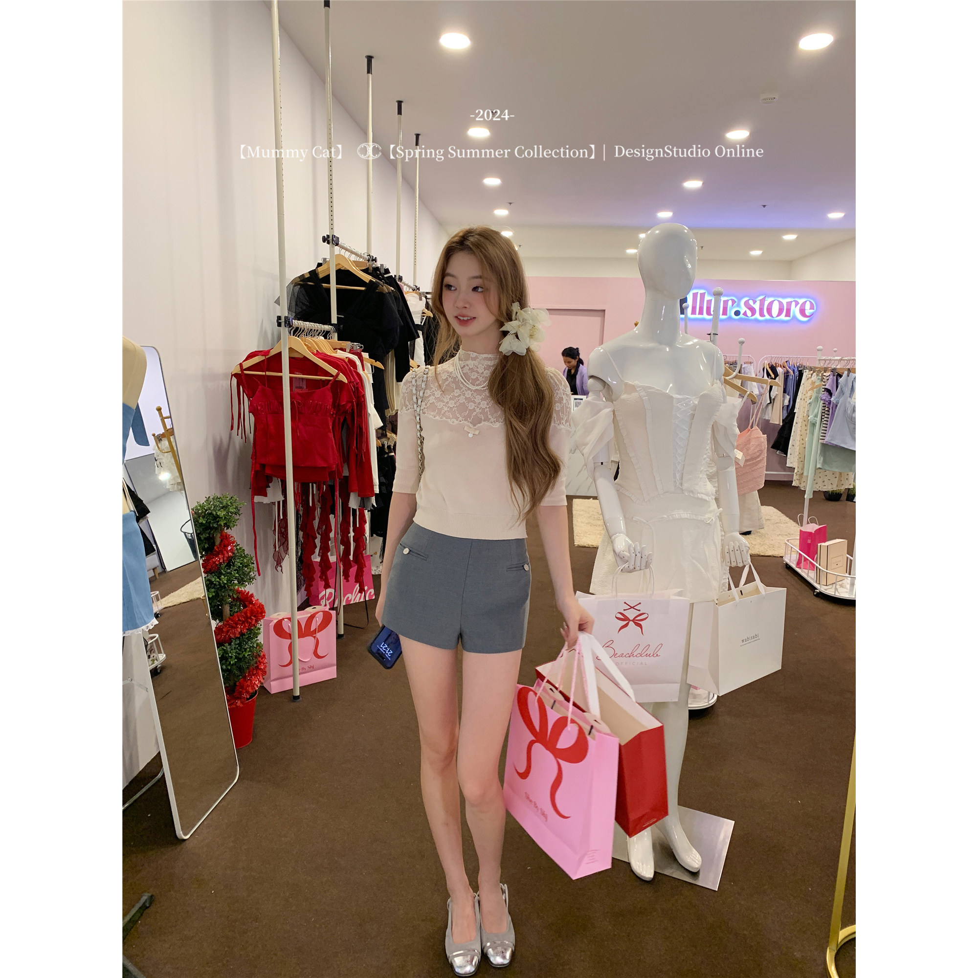 日系穿出A4腰显腿细短裤