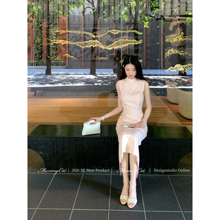 新中式 Mummy 新品 粉黛云舒 改良旗袍亮丝提花连衣裙 Cat下蛋喵