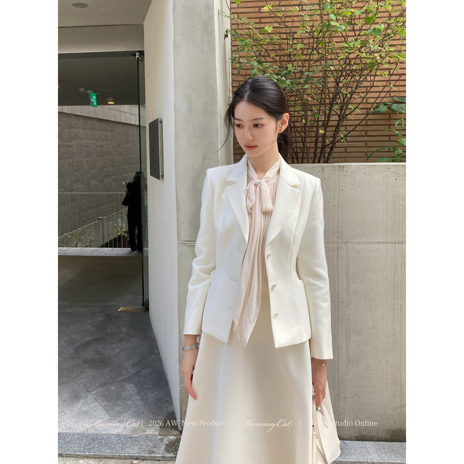 Mummy Cat下蛋喵【瑰丽澳白】26新品羊毛莱赛尔修身气质西